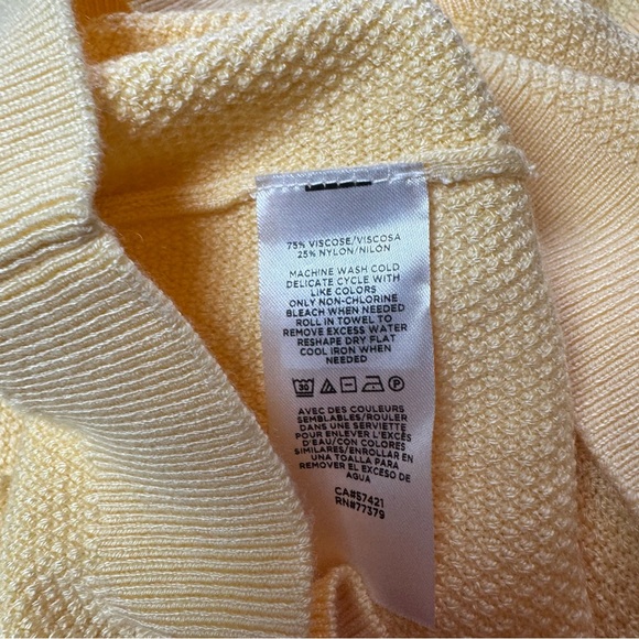 Ann Taylor Butter Yellow Ruffle Short Sleeve Lightweight Small Petite Sweater - Picture 7 of 7